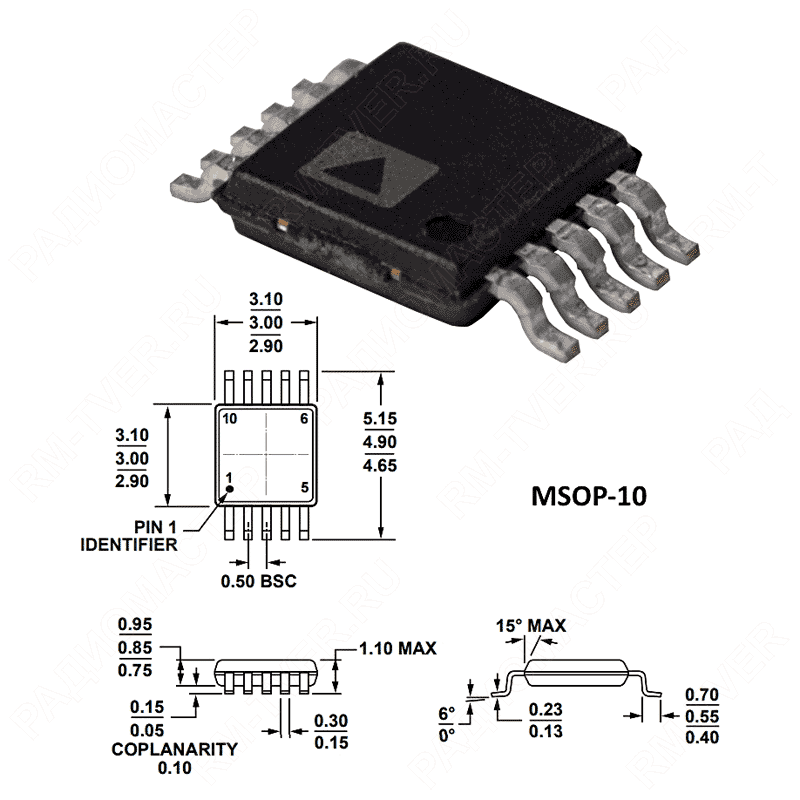 картинка AD5201    MSOP-10 (RM-10),   Цифровой потенциометр от магазина "РадиоМастер"