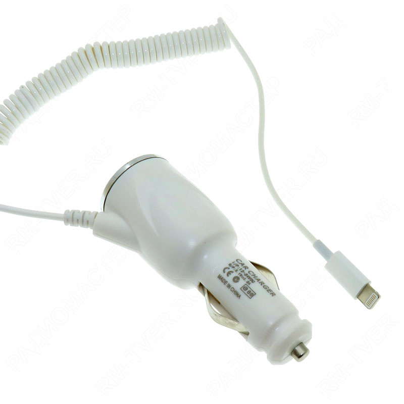картинка АЗУ iPhone5/5S, шнур спираль белая блистер (-) от магазина "РадиоМастер"