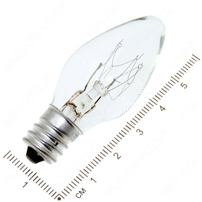 картинка Лампа Е-12 7Вт. 25Лм.220В. (для светильников, ночников) от магазина "РадиоМастер"