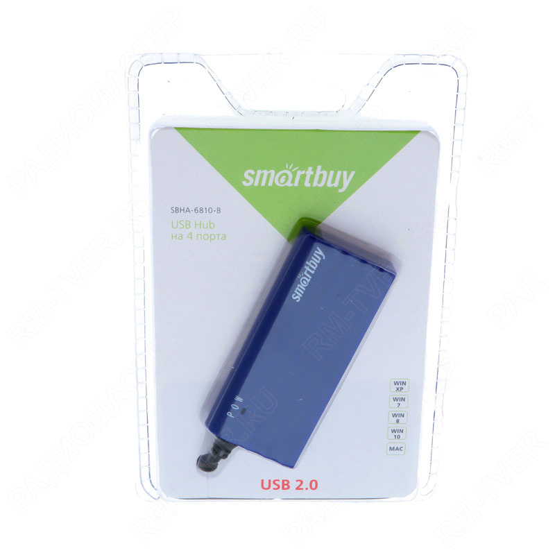 картинка Разветвитель USB (USB HUB 2.0) на 4 порта Smartbuy SBHA-6810 от магазина "РадиоМастер"
