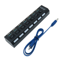 Фотография Разветвитель USB (USB HUB 3.0) на 7 портов с выключателями, SBHA-7307-W, B