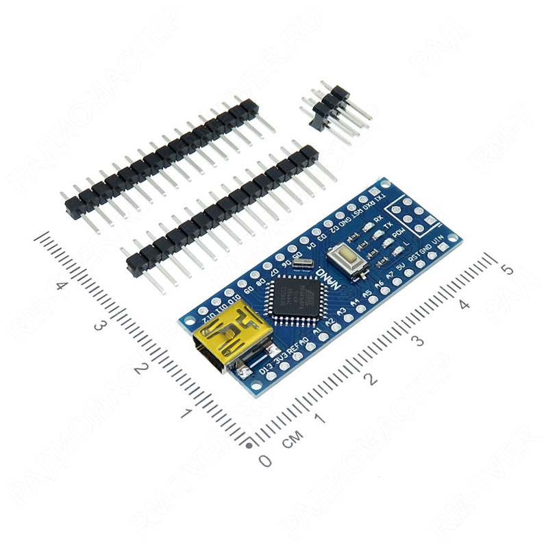 картинка Arduino Nano мини USB, ATMEGA168P, CH340, отладочная плата от магазина "РадиоМастер"
