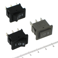 Фотография Переключатель клав. 18х12мм MRS-103 (3 ноги) 35-0081, U=250V, I=6A, ON - OFF - ON