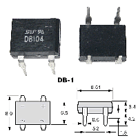 Фотография DB207    DB-1,   Мост, Vrrm(Vz)=1 000V, If(Izm)=2A, Vf=1,1V