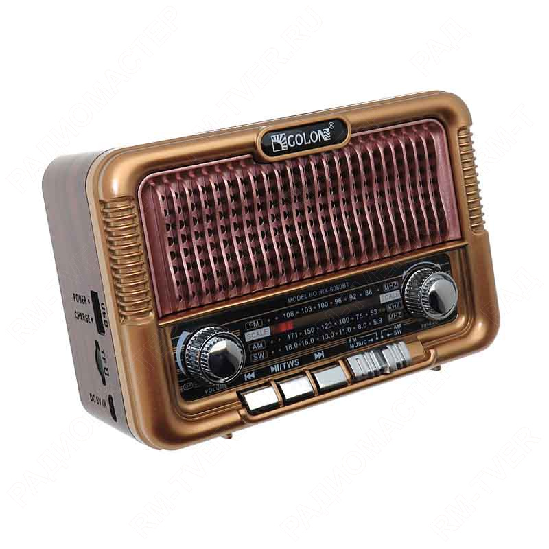 картинка Радиоприёмник GOLON RX-6060BT AM/FM/SW, АКБ 18650, USB/TF  от магазина "РадиоМастер"