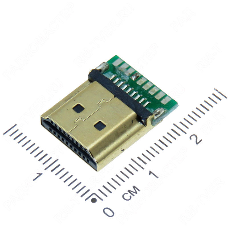 картинка HDMI Штекер A M PCB металл под пайку от магазина "РадиоМастер"