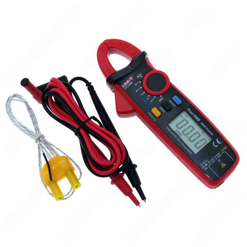 картинка Клещи токоизм. Uni-T UT210D  V, 200A, ~200A, Ом, °C, Diode test, Конд., Hz, подсветка от магазина "РадиоМастер"