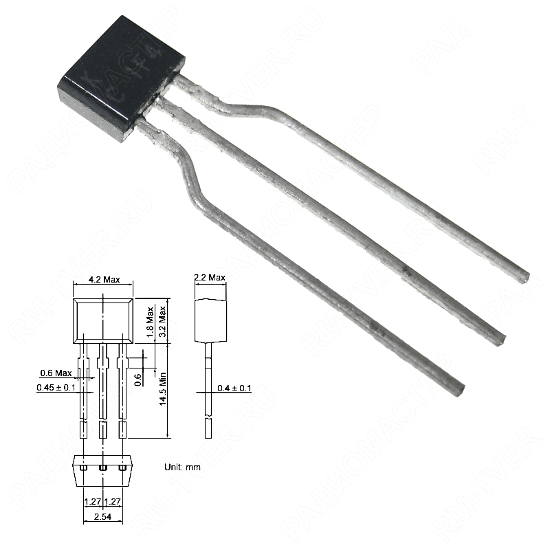 картинка SS441A (Датчик Холла), Маркировка - 41A    TO-92S (SC-72, SPA) от магазина "РадиоМастер"