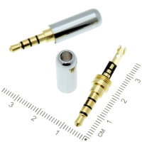 Фотография Аудио 3,5мм Штекер, 4 контакта, металл, на кабель в мини корпусе