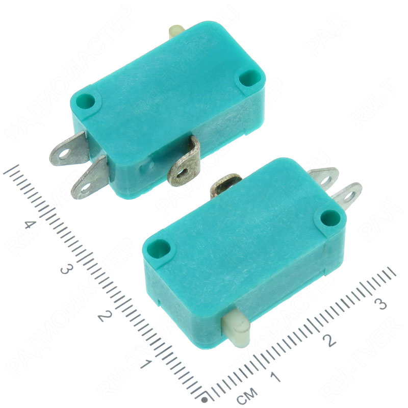 картинка Микропереключатель 28х16мм ПМ29 (3 ноги) 38-0014, U=250V, I=8A, ON - ON без фиксации от магазина "РадиоМастер"