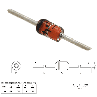 Фотография 1,0W 47V (BZV85C-47, 1N4756A, MAZ2470)    DO-41 стекло (SOD66),   Стабилитрон, Vrrm(Vz)=47V, If(Izm)