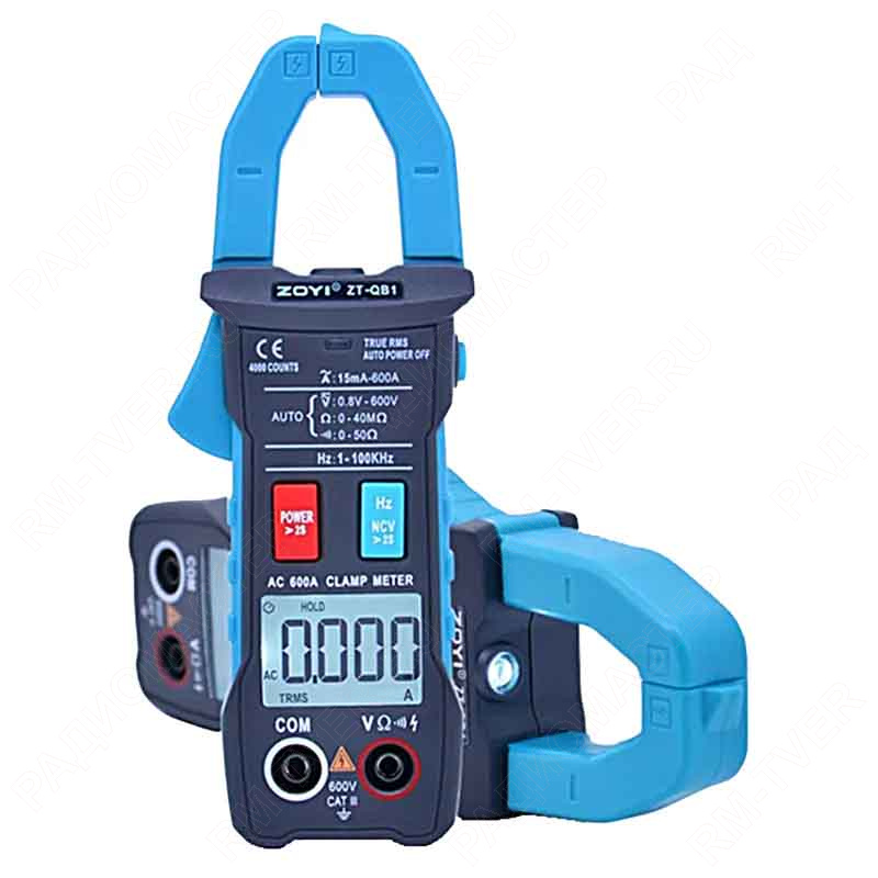 картинка Клещи токоизм. ZOYI ZT-QB1  V, ~600A, Ом, Diode test, Hz, NCV, подсветка от магазина "РадиоМастер"