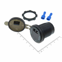Фотография АЗУ врезное 1xUSB QC3.0, с вольтметром и амперметром AC-A72, 20-0064