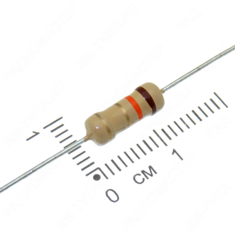 картинка Резистор  2.2 КОм, 1 Вт, 5%, C1-4, CF, углеродистый от магазина "РадиоМастер"