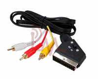 Фотография Шнур Штекер Скарт <-> 3 х Штекер RCA, 1.5м, с переключателем (5-117, 5-017)