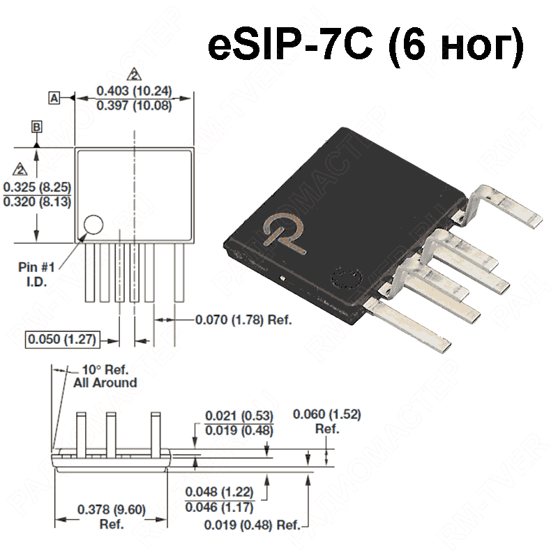 картинка TOP259EN    eSIP-7C (6 ног),   ШИМ контроллер от магазина "РадиоМастер"