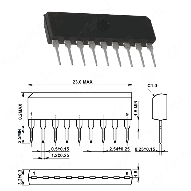картинка TA7137P    SIP-9,   УНЧ, Audio Power IC от магазина "РадиоМастер"