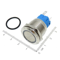 Фотография Кнопка Диам.=19мм (5 ног) антивандал., 32-0140, IP65, U=12-24V, (На замыкание + На размыкание) без ф