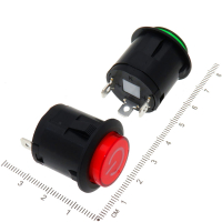 Фотография Кнопка Диам.=22мм  (3 ноги) 32-0061(62), U=12V, ON - OFF, с подсветкой