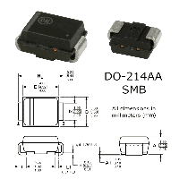 Фотография SS310 (BR310_R1)    SMB,   Шоттки, Vrrm(Vz)=100V, If(Izm)=3A, Vf=0,8V