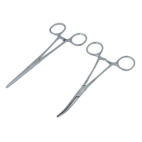 Фотография Зажим медицинский 160 мм прямой/изогнутый