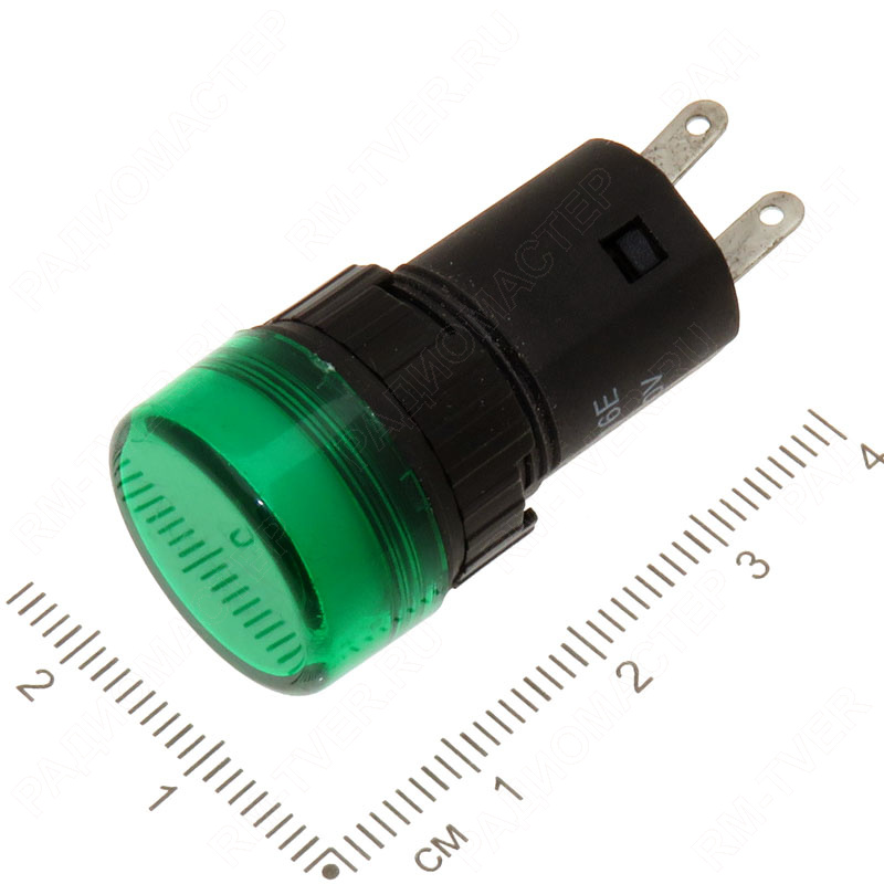 картинка Индикатор диам.=16мм 220V зелёный LED (RWE) REXANT, U=220V от магазина "РадиоМастер"