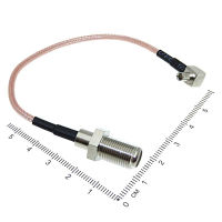 Фотография Шнур Пигтейл TS9 штекер угол - F Гнездо, кабель RG316.