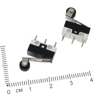 Фотография Микропереключатель 13х6мм с роликом (3ноги) , U=125V, I=1A, ON - ON без фиксации