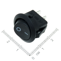 Фотография Переключатель клав. Диам.=20мм, плоский корпус, KCD1 (2 ноги), без подсветки, цвет - белый, чёрный, 