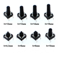 Фотография Кнопка такт. DIP 6х6мм h=15,0мм (4 ноги), ON без фиксации - OFF (на замыкание)