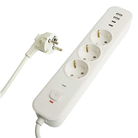 Фотография Сетевой фильтр 3 гн., 5м, 2USB + 2 Type-C 3.0, с/з, 250В 16А., STEKKER HM21-31-05