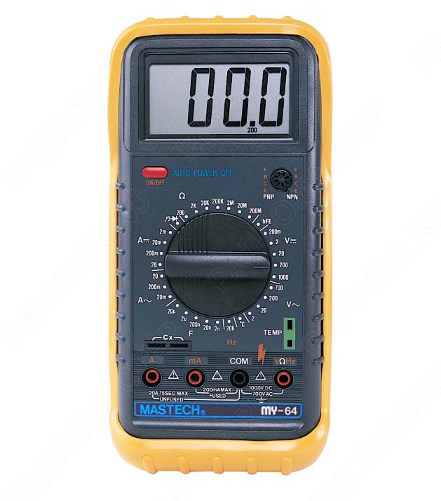 картинка Мультиметр Mastech MY64 (V, Ом, 10A, ~10A, °C, C, Diode tes) Госреестр от магазина "РадиоМастер"
