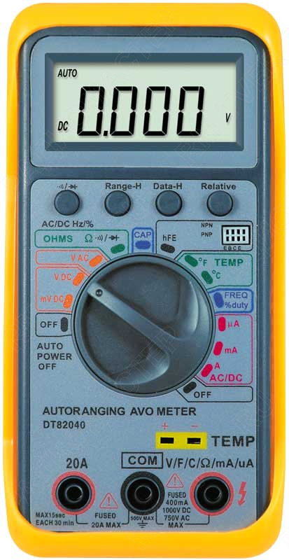 картинка Мультиметр DT-82040 (V , Ом, 10A, °C, C, Diode test, 5МГц) автомат от магазина "РадиоМастер"