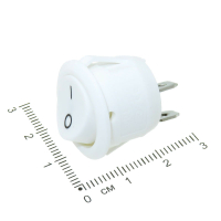 Фотография Переключатель клав. Диам.=20мм, круглый корпус, KCD1 (2 ноги), белый, чёрный, 35-0031, U=250V, I=6A,