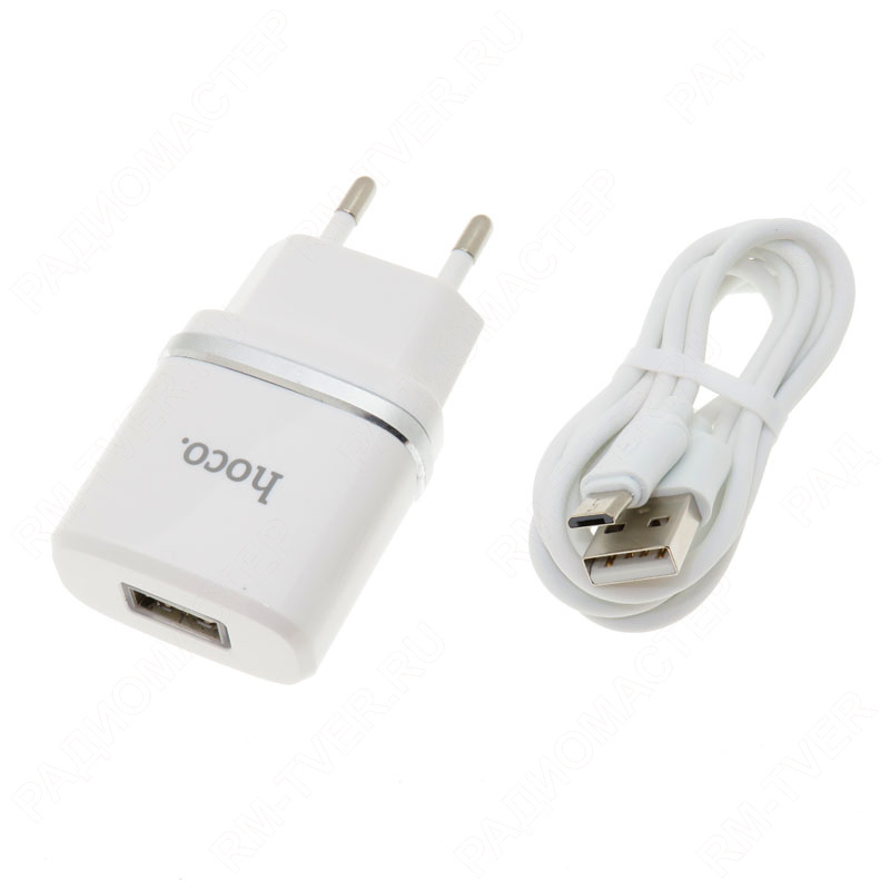 картинка СЗУ 1xUSB 5V, 1000mAh (без кабеля micro USB) HOCO C11 от магазина "РадиоМастер"