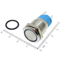 Фотография Кнопка Диам.=16мм (5 ног) антивандал., 32-0107, IP65, U=12-24V, (На замыкание + На размыкание) с фик