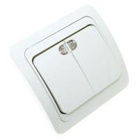 Фотография Выключатель 2 СП В0123 (АТ1420) Валери 10А с индик. белый Универсал