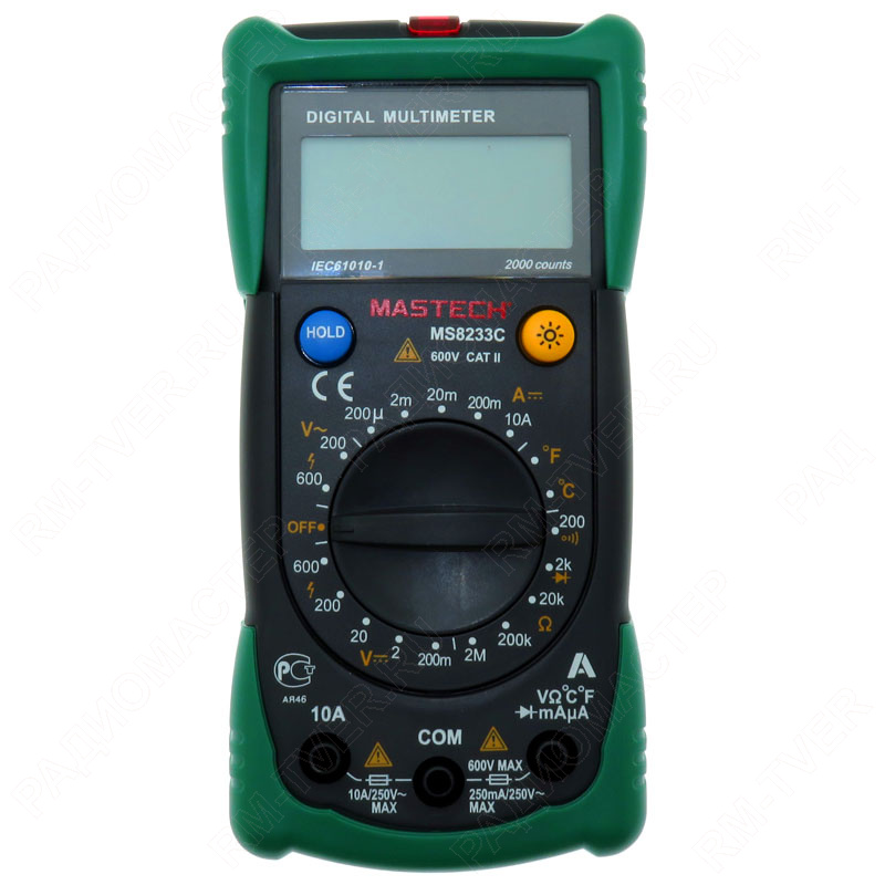 картинка Мультиметр Mastech MS8233C (V , Ом, 10A, °C, Diode tes) подсветка от магазина "РадиоМастер"