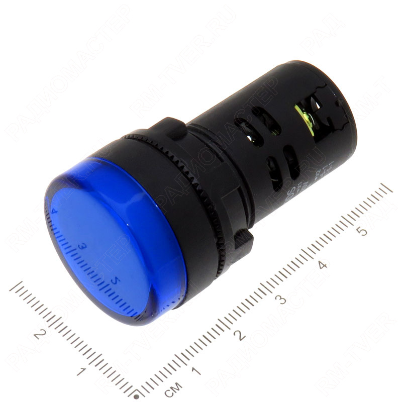 картинка Индикатор диам.=22мм 220V синий LED (RWE-618) REXANT, U=220V от магазина "РадиоМастер"