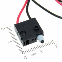Фотография Микропереключатель 13х13мм с кнопкой и проводами IP65, 2 pin, G306-150E00BA-300U, 38-0107, U=12V, I=