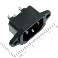 Фотография Питание AC 220V 3 контакта Штекер, корпусное, со штырями 250V 10A (AC-016)