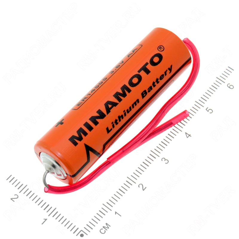картинка Элемент питания 14505 (ER) AA 3,6V с выводами MINAMOTO Lithium для газовых котлов, кассовых аппарато от магазина "РадиоМастер"
