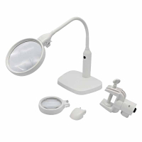 Фотография Лупа настольна с подсветкой на подставке/струбцине, NO.7763 с набором линз
