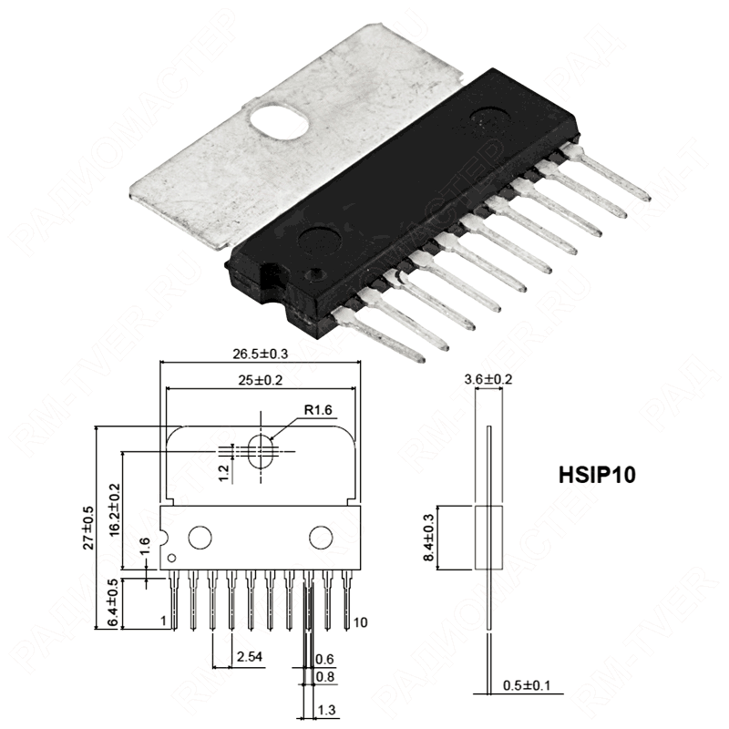картинка TA7204AP    HSIP-10,   УНЧ, Audio Power IC от магазина "РадиоМастер"