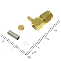 Фотография SMA Штекер внутр. резьба, обжим под RG-174 угловой, SMA-LC174P (золото)