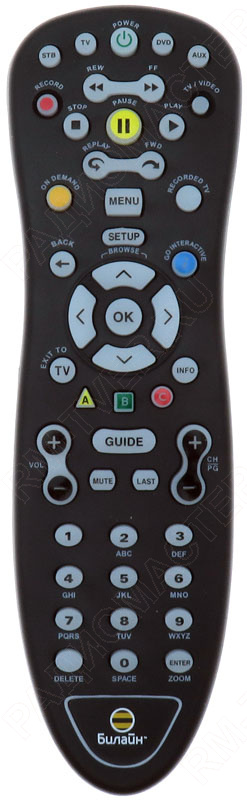 картинка Пульт ДУ универсальный Билайн (Beeline RCU01) для TV,DVD,AUX 11455 от магазина "РадиоМастер"