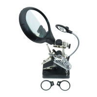 Фотография Держатель "третья рука" с лупой диам. 90 мм MG16129-C, подставкой под паяльник, LED подсветка от БП,