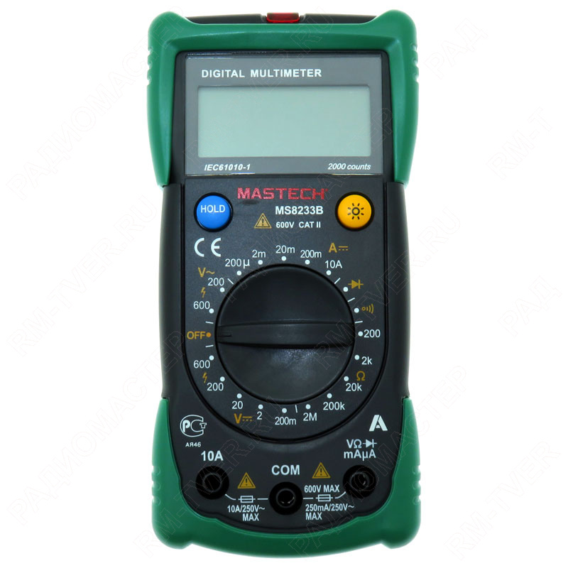 картинка Мультиметр Mastech MS8233B (V , Ом, 10A, Diode tes) подсветка от магазина "РадиоМастер"