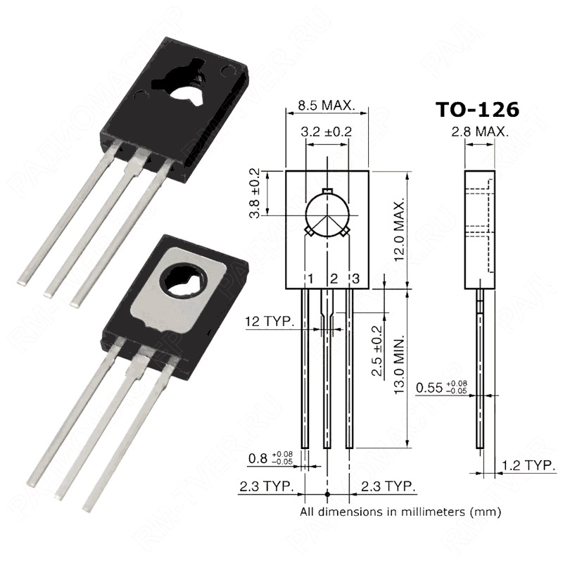 картинка 2SA1358    TO-126,   PNP, Vceo=120V, Ic=1A, hfe=80..240, Ft=120MHz, Pd=10W от магазина "РадиоМастер"