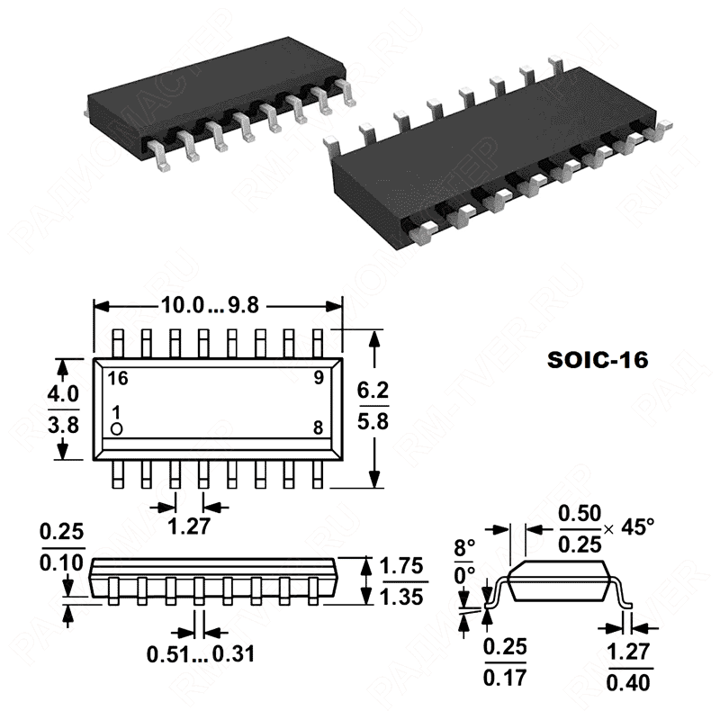 картинка M51997FP (ширина 5,3мм)    SO-16-150,   ШИМ контроллер от магазина "РадиоМастер"